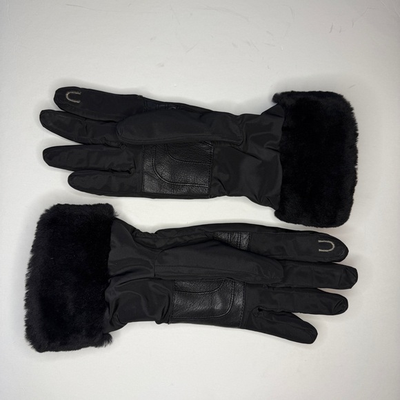 UGG Shearling Fur-Trimmed and Nylon Lined Gloves Womens L/XL - Picture 6 of 7